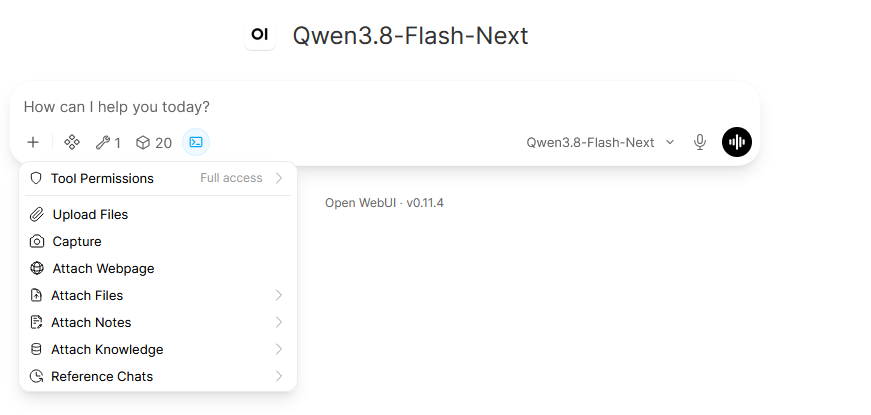 The + menu in the message box